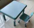 希伯熊 儿童桌子塑料幼儿园套装桌椅宝宝学习吃饭小孩子书桌游戏可升降 墨蓝一桌一椅（2-12岁）80*60CM 晒单实拍图