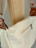 慕昂（MOVEON）帆布包包女大容量2023新款小众布包高级感宽肩带斜挎包休闲饺子包 彩色肩带米白色 晒单实拍图