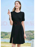百图betu女装夏季新款连衣裙自然瘦腰泡泡袖短袖连衣裙女2304T90 黑色 L 实拍图