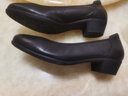 路施南真皮工作鞋女黑色职业鞋粗跟浅口工装鞋软底上班单鞋酒店正装皮鞋 黑色3.5cm标准版(中配:皮里821Q 39 实拍图