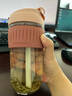 乐扣乐扣（LOCK&LOCK） 玻璃茶杯子男简约吸管水杯女学生水杯耐高温便携泡茶咖啡杯水杯 胭脂粉500ml 实拍图