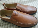 CLOHOO皮鞋男士真皮夏季商务休闲鞋子男舒适懒人驾车透气一脚蹬豆豆男鞋 红棕色-四季款 40 实拍图