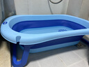 世纪宝贝（babyhood）婴儿洗澡盆折叠浴盆家用大号幼儿童可坐躺新生儿男小孩女宝宝澡桶 【水塞感温 单盆】青玉蓝（赠礼包） 实拍图