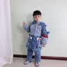 梦贝熊儿童睡衣男童冬季加厚款珊瑚绒三层夹棉男孩小孩中大童家居服套装 蓝色-71013 100(6码建议身高95-105) 实拍图