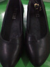 舒适软皮职业工作鞋女黑色皮鞋秋季新款中跟粗跟软底气质空姐一字扣带单鞋 黑色 35 实拍图