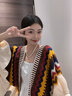 目丸波西米亚民族风披肩斗篷女内蒙古大西北旅游草原旅行穿搭夏季披风 黄色拼卡其 实拍图