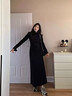 冶芷秋季法式穿搭黑色长袖连衣裙子掐腰长裙初秋装2025新款女 气质长袖连衣裙黑色L 实拍图
