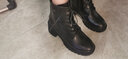 达芙妮马丁靴女粗跟女靴百搭皮靴高跟短靴女鞋子 422104596 黑色 36 实拍图