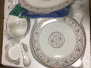传世瓷 碗碟套装欧式奢华骨瓷餐具套装家用 景德镇高档西式创意碗盘子 作品花色名称：奢华手工镶金木棉花（礼盒包装） 实拍图