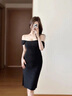 DPLAY2025夏季新款黑色连衣裙女修身吊带裙长裙赫本小黑裙包臀裙 经典黑 M 实拍图