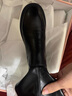 他她（TATA）黑色V口长筒靴女英伦加绒抗寒高筒靴骑士靴冬季G5JA1DG2 黑色（绒里） 35 实拍图