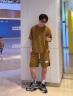 南极人（Nanjiren）韩版短袖T恤男士冰丝套装夏季潮流复古短裤宽松休闲上衣运动一套 10641/1361驼色套装 XL 晒单实拍图