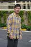 Homlean美式黄色格子衬衫男长袖慵懒叠穿格纹上衣情侣外套HL01黄色2XL 实拍图