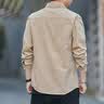 猫人衬衫男长袖衫春秋季工装衬衣翻领潮流宽松休闲外套 卡其 XL 实拍图