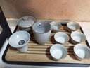 瓷牌茗茶具 汝瓷茶具泡茶器全套家用功夫茶具办公室送人茶道瓷器整套 《御煌盖碗》六杯10件套+茶盘 实拍图