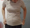 欧贝汐短款t恤女v领短袖宽松白色夏秋季纯色韩版学生体恤高腰上衣 卡其色  S 实拍图