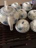 瓷牌茗茶具（cipaiming teaset）瓷牌茗 青花瓷功夫茶具套装玲珑镂空整套陶瓷泡茶具茶壶茶杯 【向阳花】1壶6杯-7件套 实拍图