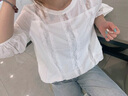 欧贝汐衬衫女七分袖白色蕾丝春夏春秋冬季新款碎花镂空雪纺衫上衣 白色 S 实拍图