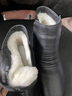 富贵鸟（FUGUINIAO）冬季短靴女雪地靴真皮羊皮毛一体中老年人妈妈棉鞋女高帮靴子女鞋 FG409黑色[羊毛保暖] 41 脚肥脚宽买大一码 实拍图
