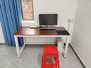 福红龙【现货秒发】电脑桌台式家用现代简约写字桌办公学习简易书桌 柚木色+白架 长140*宽70*高73 实拍图