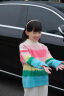三叶豆（SANYEDOU）女童毛衣秋冬装2024新款儿童针织衫中大童女孩冬季加绒加厚打底衫 彩色 单层款 160cm 晒单实拍图