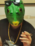 克罗米绿头鱼网红鱼头套绿头怪年会绿鱼头套搞怪万圣节面具COS表演道具 绿头怪面具+墨镜 实拍图