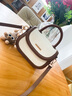 高级感真皮包包女包2025新款斜挎包轻奢手提包单肩包百搭马鞍包 米白拼咖【无挂件】高档通勤实用 实拍图