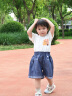 拉比童装儿童t恤2024夏季男女童圆领短袖上衣 米白撞色 90cm 晒单实拍图