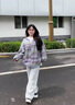 韩璐娇（hanlujiao）卫衣女春秋款学生宽松慵懒风条纹连帽毛衣女休闲长袖外套开衫上衣 卫衣外套 M 建议98-108斤 实拍图