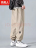 雅鹿裤子男春秋季薄款港风修身男士宽松束脚运动长裤大码工装休闲裤男 卡其色【加绒款】 加绒 L 【建议体重110-120斤】 实拍图