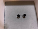 海盗船银饰耳钉女黑玛瑙925银时尚韩版简约耳饰新款银耳钉 情人节礼物 黑玛瑙中款10100500 实拍图