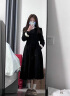 蔓尔依（MANERYI）小香风连衣裙女2024年新款春秋装韩版气质收腰显瘦假两件时尚裙子 黑色连衣裙 XL 实拍图