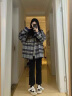 迪伽达小香风格子外套男女冬季美式复古潮流高级感翻领百搭情侣夹克外套 XKFS-J230蓝色 XL 实拍图