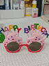 生日帽子儿童女孩搞怪眼镜周岁宝宝派对蛋糕装饰场景布置用品男童 派对眼镜-粉色 1副装 实拍图