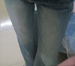 鲁雅尔秋季高腰复古牛仔裤女装胖mm显瘦小个子不规则设计感辣妹微喇裤子 复古蓝 M （建议98斤到108斤） 实拍图