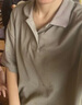 MUJI女式 凉感珠地网眼POLO衫 休闲百搭 纯色 BBE91C3S 摩卡棕 L-XL 实拍图