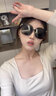 CAIILKUN网红墨镜女潮高级感ins大框方圆脸显瘦偏光防晒太阳眼镜 黑框黑片（轻奢CK风）高档礼盒装 实拍图