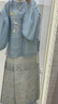重回汉唐溶溶月竖领对襟袄马面裙套装原创明制汉服女款秋冬款 浅蓝色竖领对襟袄/现货 S 实拍图