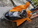 琴飞曼雨衣雨衣电动车男女全身防雨成人雨披雨衣摩托车电瓶车户外骑行防水 热带橙（加大加厚 可带头盔） 4XL 1件 实拍图