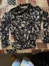 苏洛寻碎花雪纺衫女长袖2025春秋装新款上衣时尚宽松女士秋季洋气打底衫 黑色 S 建议100斤内 实拍图