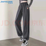 真维斯（JEANSWEST）休闲裤女高腰宽松显瘦束脚裤秋季运动裤子女系带卫裤深灰色XL 实拍图