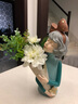 正想创意女孩摆件客厅电视酒柜装饰工艺品办公室桌面花瓶乔迁新居礼品 绽放（蓝色）+丽人花（白色） 实拍图