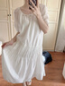 茵曼（INMAN）莱赛尔丝光连衣裙2025夏女装新款U领气质小个子显瘦长裙子 银河白 S 实拍图