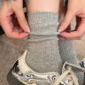 俞兆林6双袜子女士中筒袜春夏纯色棉袜长筒格雷系灰色堆堆袜配小皮鞋 晒单实拍图