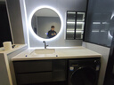 勒臣阳台洗衣机柜组合岩板一体台盆浴室柜轻奢洗手洗脸盆卫生间洗漱台 1.6米（主柜+圆镜）岩板陶瓷无缝盆 实拍图