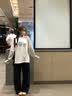 LDBE韩系字母印花条纹长袖T恤女2026新款宽松秋季穿搭慵懒风上衣打底 白色 L 【100-120斤】 实拍图