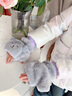 云见森知 手套女冬天可爱毛绒手套韩版潮冬季加绒加厚保暖手套学生半指眯眼熊手套 眯眼熊手套-白色 实拍图