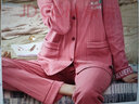 依曼安睡衣女春秋棉长袖长裤家居服时尚翻领套装可外穿加大码女士睡衣 玫瑰红1923 XL （120-140）斤 实拍图
