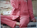 依曼安睡衣女春秋棉长袖长裤家居服时尚翻领套装可外穿加大码女士睡衣 玫瑰红1923 XL （120-140）斤 实拍图