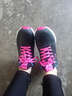 361°女鞋运动鞋春季新款跑步鞋皮面防水女士气垫缓震耐磨户外休闲鞋子 黑色/杜鹃粉（革面） 38 实拍图